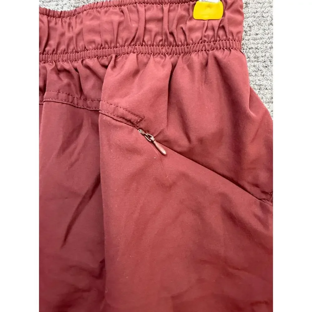Athletic Works Girls L 12-14 Maroon Athletic Running Shorts Elastic Waist